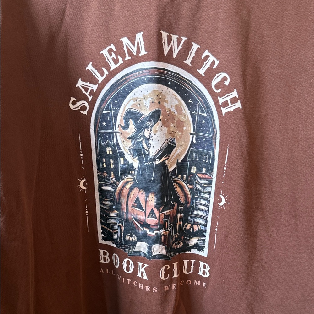 Salem Witch Book Club Graphic Crewneck Sweater - Rust